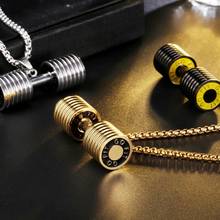 2021 Western Hot Sports Pendant Necklace Stylish Dumbbell Pendant Necklace Fashion Stainless Steel Jewelry 2024 - buy cheap