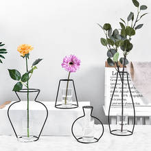 Железная ретро-ваза для цветов, Скандинавская декорация, домашний металлический держатель для растений, подставка с геометрическими элементами, ваза для цветов для домашнего декора 2024 - купить недорого