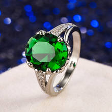 luxury 925 Sterling Silver Vintage Emerald Diamond Rings For Women Genuine Fine Jewelry Wedding Anniversary Rings Gift Wholesale 2024 - buy cheap