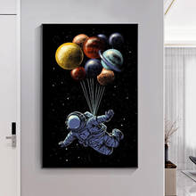 Pintura en lienzo de astronauta abstracto, arte de dibujos animados, viajero espacial, carteles e impresiones, imagen artística de pared para decoración de sala de estar, Cuadros 2024 - compra barato
