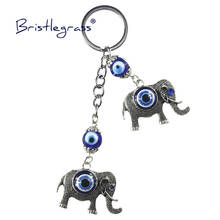 BRISTLEGRASS Turkish Blue Evil Eye Rhinestone Elephant Key Chains Ring Holder Lover Keychain Amulet Lucky Charm Blessing Pendant 2024 - buy cheap