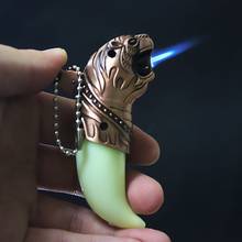 Creative Torch Jet Lighter Gas Butane Turbo Lighter Windproof Dragon Tiger Tooth Keychain Lighter Pendant For Cigar Pipe 1300 C 2024 - buy cheap