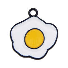 Julie Wang 5PCS Enamel Fried Egg Charms Alloy Food Black Tone Drop Oil Omelette Pendants Bracelet Jewelry Making Accessory 2024 - buy cheap