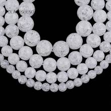 Natural White Snow Cracked Crystal Round Loose Beads For Jewelry Making 4-12mm Spacer Beads Fit Diy Bracelet Necklace 15" Strand 2024 - buy cheap