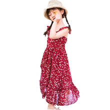 2020 Girls Dress Floral Strap Dress For Girls Ruffle Patchwork Kids Party Dress Summer Cute Girls Clothes For 6 8 10 12 14 Year 2024 - buy cheap