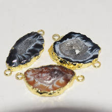 Натуральный срез Geode, соединители для женских ювелирных изделий из драгоценных камней с серебром 2020 пробы 2024 - купить недорого