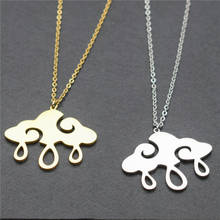 Stainless Steel Gold Color Cloud Rain Pendant Necklaces for Women Bijoux Femme 2024 - buy cheap
