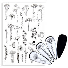 1pcs Nail Sticker Slider Black Flower Leaf Geometric Animal Fruit Cartoon Dinosaur Robot DIY Nail Art Decal Manicure Decorations 2024 - buy cheap