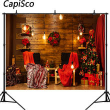 Capisco placas de madeira parede natal grinalda cena fotografia fundos de vinil ano novo decoração para casa photo studio backdrops 2024 - compre barato