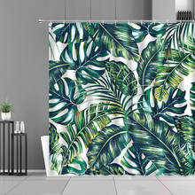 Tropical Green Plants Pink Flowers Shower Curtains Africa Jungle Palm Leaf Monstera Waterproof Fabric Bathroom Curtain Screen 2024 - buy cheap