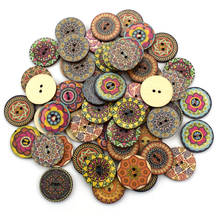 Botões de madeira redondos de padrão de flores, botões artesanais misturados de flores, acessórios de decoração, costura, scrapbooking, botão de madeira diy com 500 peças 2024 - compre barato