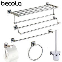 BECOLA Bathroom Hardware Set Chrome Towel Rack Towel Ring Hair DBECOLA Bathroom Harryer Holder Wall Mounted Bathroom Accessories 2024 - buy cheap
