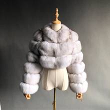 Abrigo de piel de zorro natural para mujer, chaqueta gruesa, cálida, corta, a la moda, para invierno 2024 - compra barato