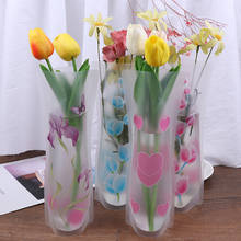 1 шт. Экологичная небьющаяся складная пластиковая ПВХ прочная ваза для цветов для дома, свадьбы, вечеринки, легко хранить 27x12 см 2024 - купить недорого