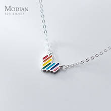 MODIAN New 925 Sterling Silver Cute Rainbow Hearts Pendant Necklace for Women Fashion Colorful Necklace Korea Style Fine Jewelry 2024 - buy cheap