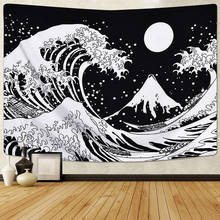 Kanagawa-tapiz de gran ola, tapiz japonés de ola oceánica, tapiz de Luna, tapiz de galaxia del universo, tapiz colgante de pared para sala de estar 2024 - compra barato