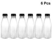 Botella vacía de plástico PET para bebidas, contenedores de almacenamiento transparentes con tapas (tapas negras), 500ml, 6 unidades 2024 - compra barato