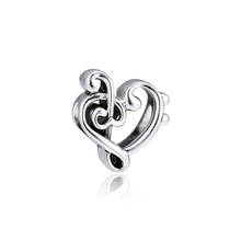 Heart Treble Clef Charm Beads for Jewelry Making Fashion DIY Silver 925 Jewelry 2019 Beads for Charms Bracelets Women Jewelry 2024 - buy cheap