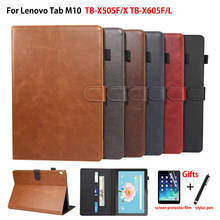 Caso de luxo para lenovo tab m10 10.1 capa TB-X505F TB-X505X TB-X605F TB-X605L funda tablet couro do plutônio capa coque + presente 2024 - compre barato