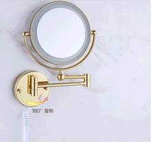 Vidric, Золотое светодиодное зеркало для ванной комнаты, 360, выдвижное, золотое, готовое, настенное, Led, косметическое зеркало для макияжа, для ванны, двустороннее, Led mirr 2024 - купить недорого