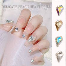 9MM*14MM Love Zircon Nail Charm Crystal Rhinestones Crooked Peach heart with Pointed Mirage DIY Glass Stones 5 Colors 10PCS/BAG 2024 - buy cheap