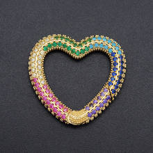 26x28mm Rainbow CZ Heart Snap Hook Lock diy Jewelry Clasp Wholesale Factory Sale Necklace Making Locks OEM Order Accept 2024 - buy cheap