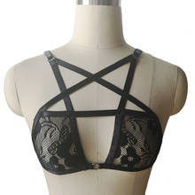 Pentagram Body Harness Lace Black Translucent Sexy Lingerie Pastel Goth Body Belt Crop Top Harness Woman Bondage Cage Bra 2024 - buy cheap