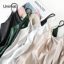 Unireal-Top de tirantes finos para mujer, camisetas sin mangas de satén básicas blancas, camisola Sexy de seda sin mangas 2021 2024 - compra barato