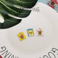 10pcs 18*25mm Rectangle Enamel Charms For Jewelry Making Earring Bracelet Floating Golden Base Cartoon Pendants Kid Gift YZ745 2024 - buy cheap