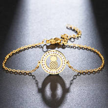 Cacana 316l pulseira de aço inoxidável para mulheres fruta abacaxi cristal pulseiras ouro prata cor noivado jóias presentes 2024 - compre barato