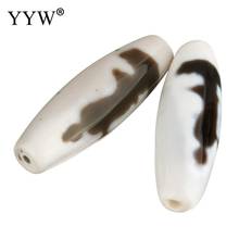 2PCs/Lot Grade A Natural Tibetan Agates Dzi Beads White Oval Kuanyin & Two Tone 38x12x12mm Hole:Approx 2mm For Jewelry Making 2024 - купить недорого