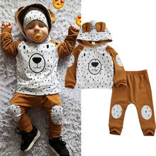 Newborn Baby Boy Girl Cute Cartoon Bear Hooded Tops Sweatshirt Long Pants Autumn Cotton Tracksuit Outfits Clothes Set 0-24M 2024 - buy cheap