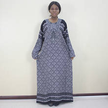 African Dashiki Elegant Casual Women Dress O-Neck Long Sleeve Black Appliques Button Dresses For Women 100% Cotton 2024 - buy cheap