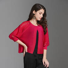 Miyake blusa com borla solta, plissada, vazada, sexy, outono 2020, botão único, plus size, camisa vermelha de três quartos 2024 - compre barato