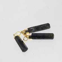 Long Rectangle Natural Stone Stick Healing Pendant female 2019 Gold Cap flash Labradorite point pendant for women accessories 2024 - buy cheap