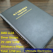 Kit surtido de diodos Zener, 35 tipos x50 de uso común SMD LL34 1/2W 2V ~ 68V, libro de muestras surtido 2024 - compra barato