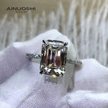 AINUOSHI 925 Sterling Silver Emerald Cut 8x11mm Simulated SONA Diamond Engagement Rings Gifts For Wedding Exquisite Rings 2024 - buy cheap