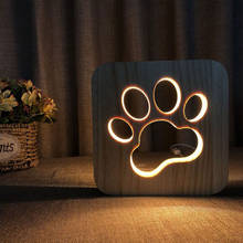 Wooden Dog Paw Cat LED Night Light Kids Bedroom Decoration Warm Light USB Power Table Lamp For Children Gift Lamps Dropshipping 2024 - buy cheap