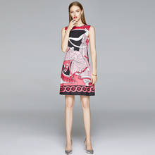 2020 New Summer Women Sleeveless Vest Dress Fashion Retro Graphic Print Slim Mini Dress Elegant Party Dress 2024 - buy cheap