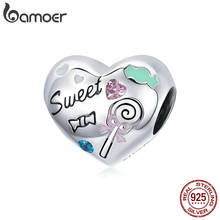bamoer Silver Sweet candy Charm for Original Bracelet 100% 925 Sterling Silver Heart Love Jewelry Making beads Women SCC1767 2024 - buy cheap