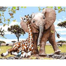 GATYZTORY 60x75cm Frame Paint By Numbers Kit For Adults Children Elephant Giraffe Animal Painting By Number Wall Decor Unique Gi 2024 - buy cheap