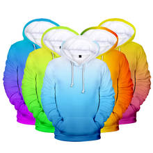 Aikooki-Sudadera con capucha 3D para hombre y mujer, prenda deportiva masculina con cremallera y degradado colorido, Color sólido, Color arcoíris, 2019 2024 - compra barato