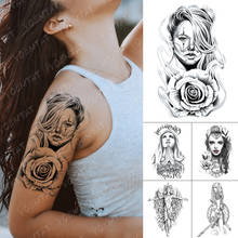 Waterproof Temporary Tattoo Stickers Beauty Mechanical Rose Peony Flower Flash Tattoos Female Body Art Angel Fake Tatoo Male 2024 - buy cheap