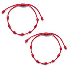 Pulsera de cuerda roja para protección del mal de ojo, amuleto de buena suerte para el éxito y la prosperidad, 2 uds., 7 nudos 2024 - compra barato