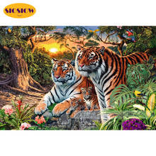 Full Drill Animals 5d Diy Tiger Couple Diamond Painting Square Round Mosaic Daimond Embroidery Deco Home Cross Stitch Kits Gifts 2024 - buy cheap