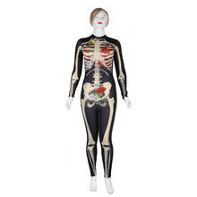 Disfraz de Halloween 3D para mujer adulta, mono de manga larga con esqueleto de oro y rosa, Cosplay de miedo, Catsuit, de Terror 2024 - compra barato