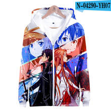Anime Sword Art Online SAO 3D zip up Hoodie Men Women Harajuku Streetwear boy/girls Hoodie Sweatshirt Jacket Clothes Oversized 2024 - buy cheap