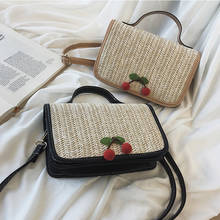 2019 New Girls Straw Woven Shoulder Messenger Cherry Handbags Women Summer Beach Crossbody Bag Purse Bohemian Style 2024 - buy cheap