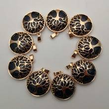 Natural Stone blue sand gold color Alloy 12pcs/lot Tree Necklace Pendant for Jewelry making charm Pendulum accessories wholesale 2024 - купить недорого