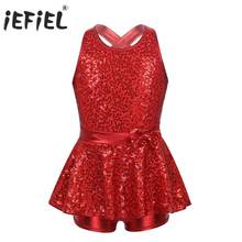 iEFiEL Kids Sleeveless Sequined Dancewear Gymnastics Leotard Girls Ballet Figure Skating Dress Modern Rave Jazz Dance Costume 2024 - buy cheap